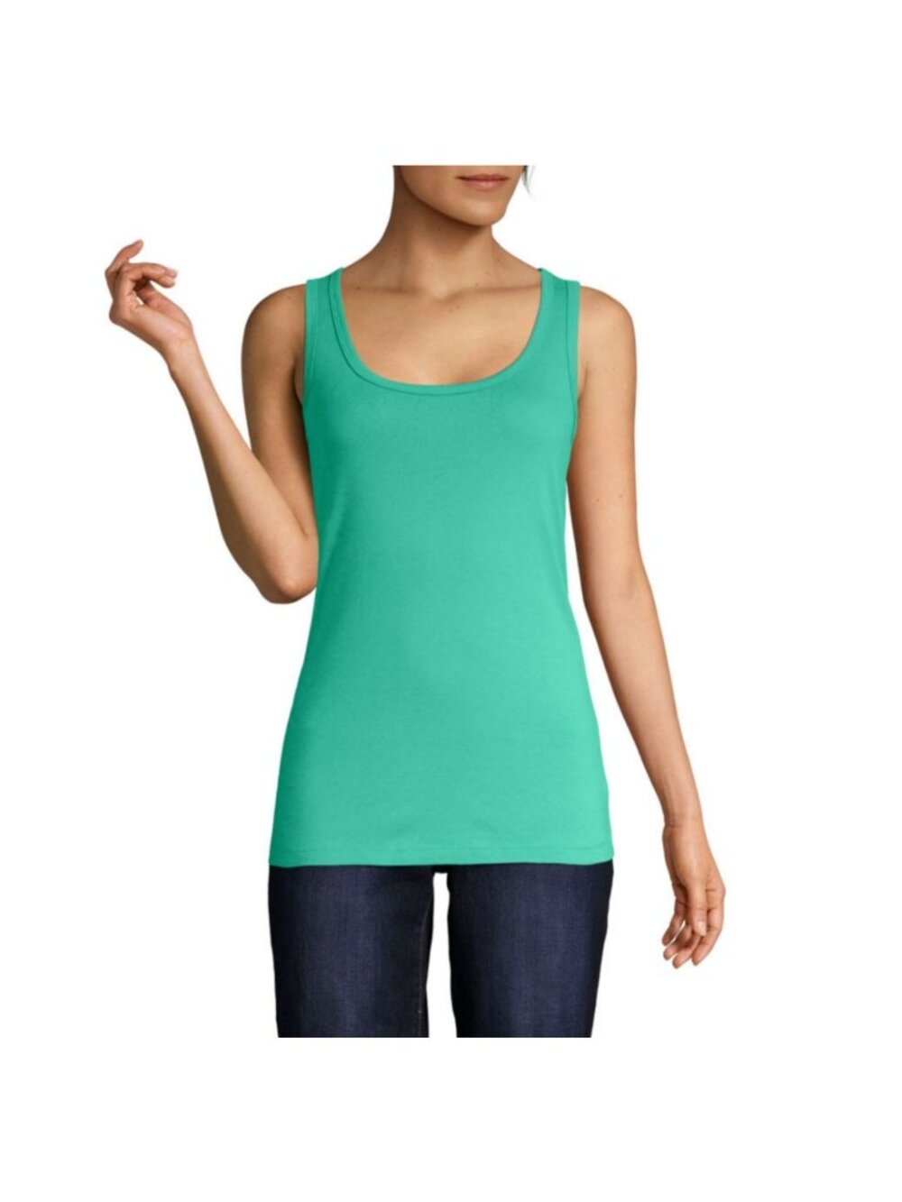 St. John's Bay Women's Scoop Neck Tank Top Shirt Layer Mint Green Cotton XL 1X